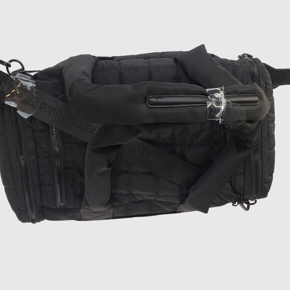 Steve Madden Quilted Nylon Black Duffel Bag With Star Charm & Adjustable Strap - Picture 8 of 13